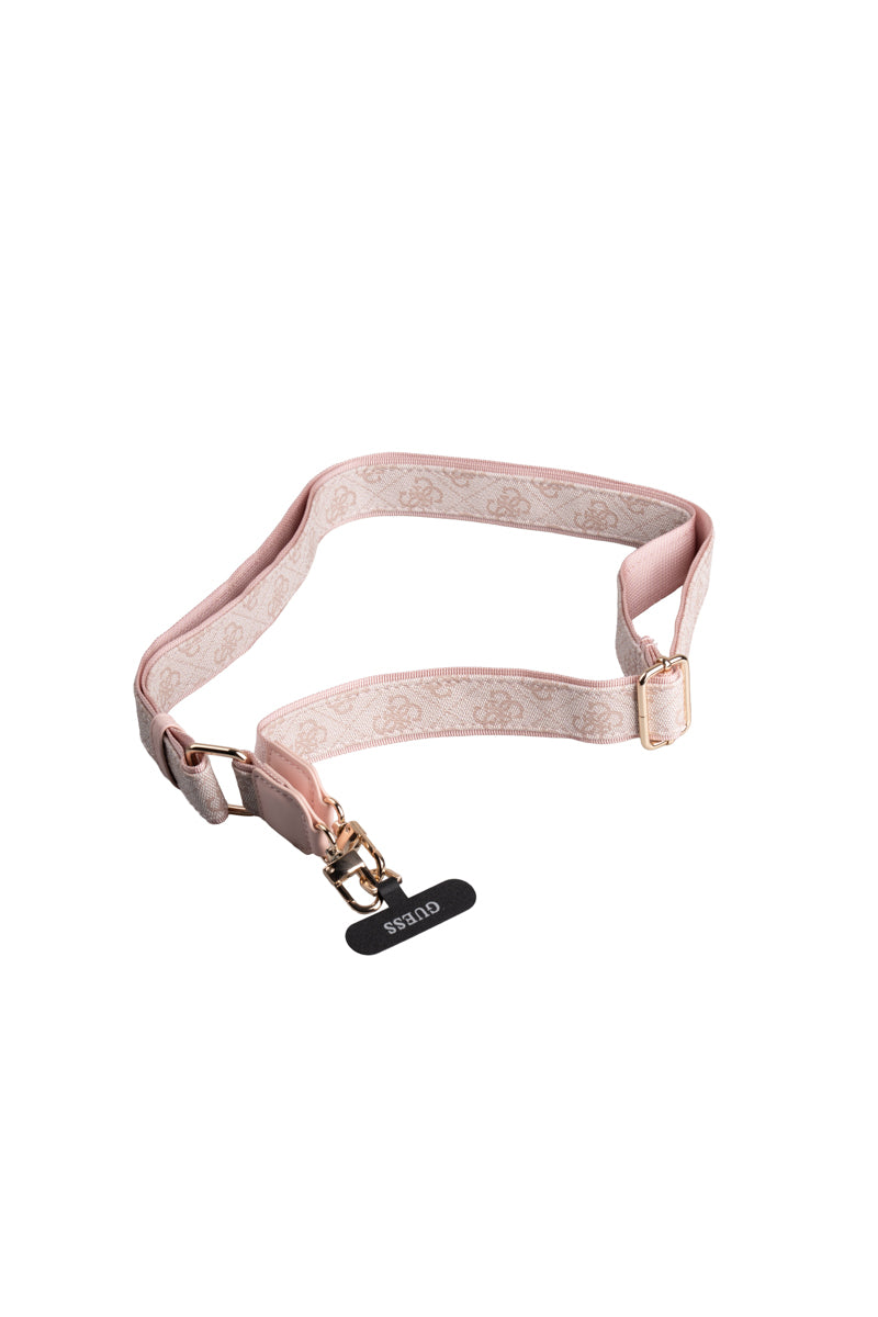 Apple iPhone 15 Pro Max Kılıf Guess 4G Büyük Metal Logolu Kalın Askılı Kapak Pembe