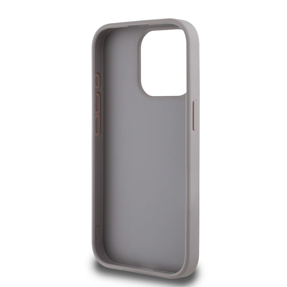 Apple iPhone 15 Pro Max Kılıf Guess Beyaz Gül Baskılı Büyük Metal Logolu Kapak Gri