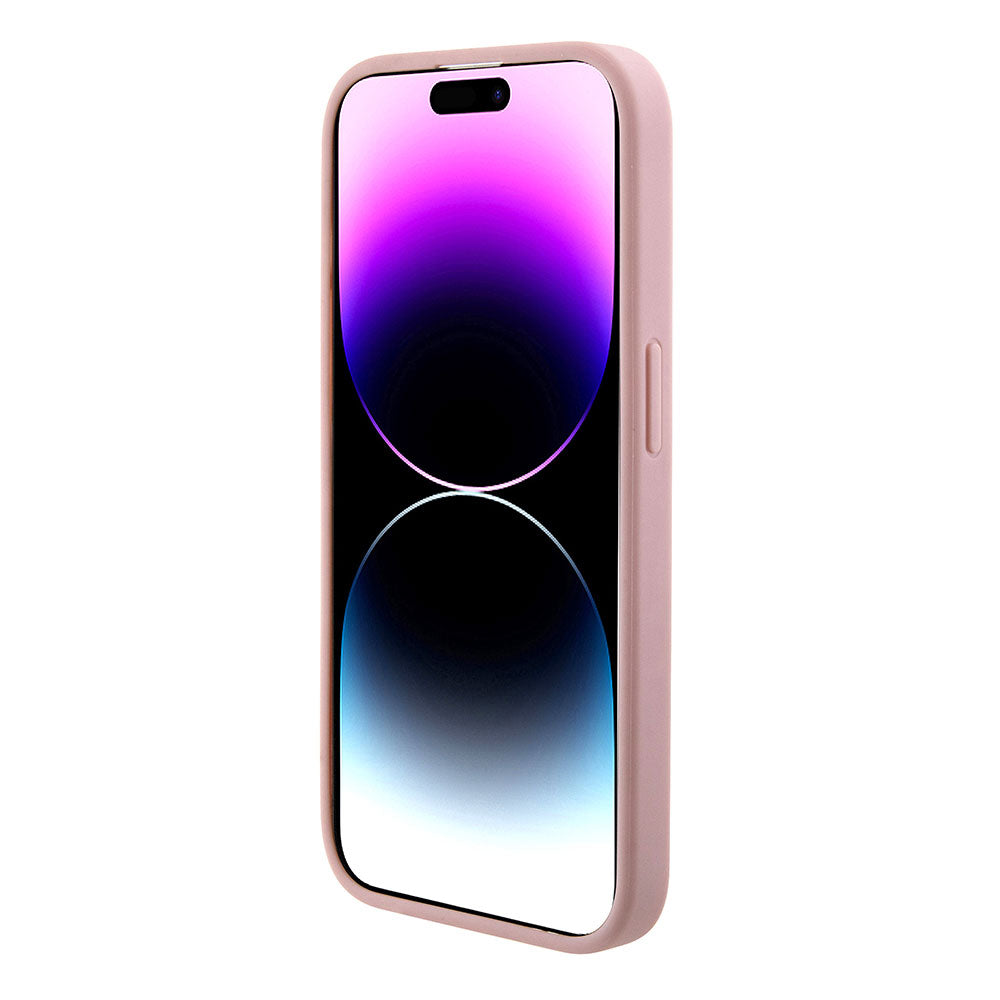 Apple iPhone 15 Pro Kılıf Guess 4G Büyük Metal Logolu Glitter Kapak Pembe