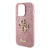 Apple iPhone 15 Pro Kılıf Guess 4G Büyük Metal Logolu Glitter Kapak Pembe