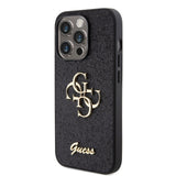 Apple iPhone 15 Pro Kılıf Guess 4G Büyük Metal Logolu Glitter Kapak Siyah