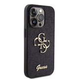 Apple iPhone 15 Pro Kılıf Guess 4G Büyük Metal Logolu Glitter Kapak Siyah