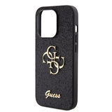 Apple iPhone 15 Pro Kılıf Guess 4G Büyük Metal Logolu Glitter Kapak Siyah