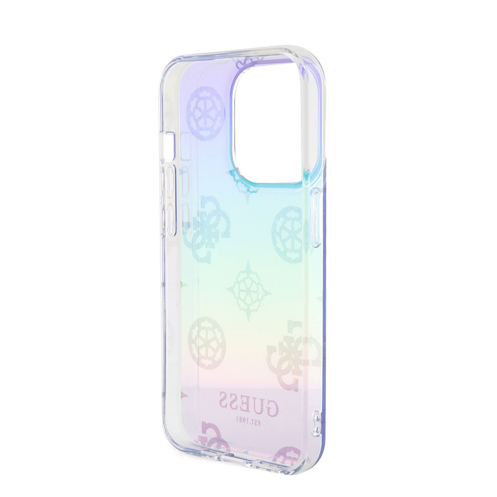 Apple iPhone 15 Pro Kılıf Guess Askı İpli Holografik Glitter Peony Kapak Mor