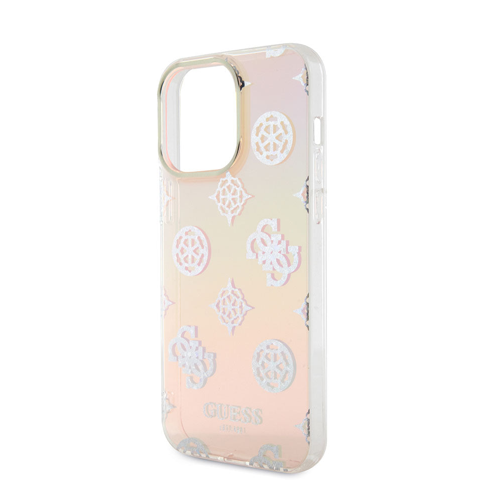Apple iPhone 15 Pro Kılıf Guess Askı İpli Holografik Glitter Peony Kapak Pembe