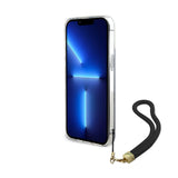 Apple iPhone 15 Pro Max Kılıf Guess Askı İpli Holografik Glitter Peony Kapak Siyah