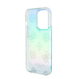 Apple iPhone 15 Pro Kılıf Guess Askı İpli Holografik Glitter Peony Kapak Turkuaz