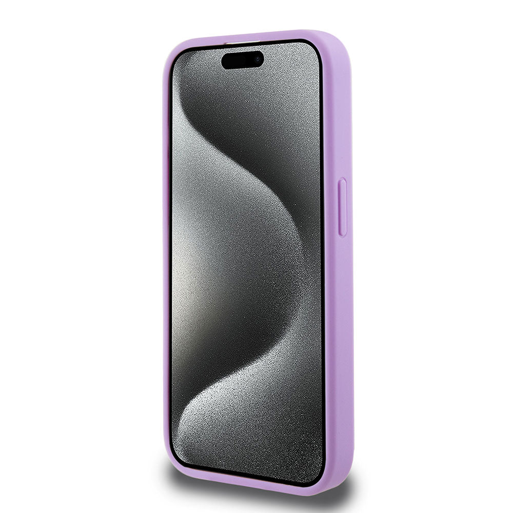 Apple iPhone 15 Pro Max Kılıf Guess Magsafe Şarj Özellikli Saffiano Kapak Mor