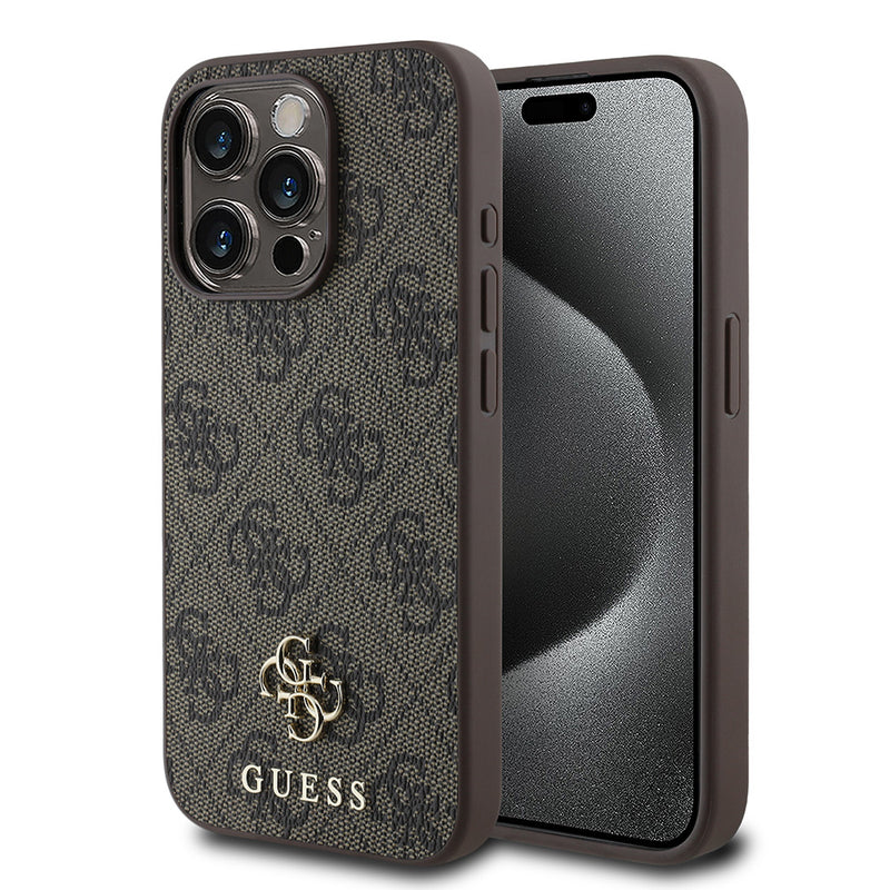Apple iPhone 15 Pro Max Kılıf Guess Magsafe Uyumlu 4G Classic Logolu Kapak Kahverengi