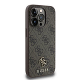 Apple iPhone 15 Pro Kılıf Guess Magsafe Uyumlu 4G Classic Logolu Kapak Kahverengi
