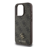 Apple iPhone 15 Pro Kılıf Guess Magsafe Uyumlu 4G Classic Logolu Kapak Kahverengi