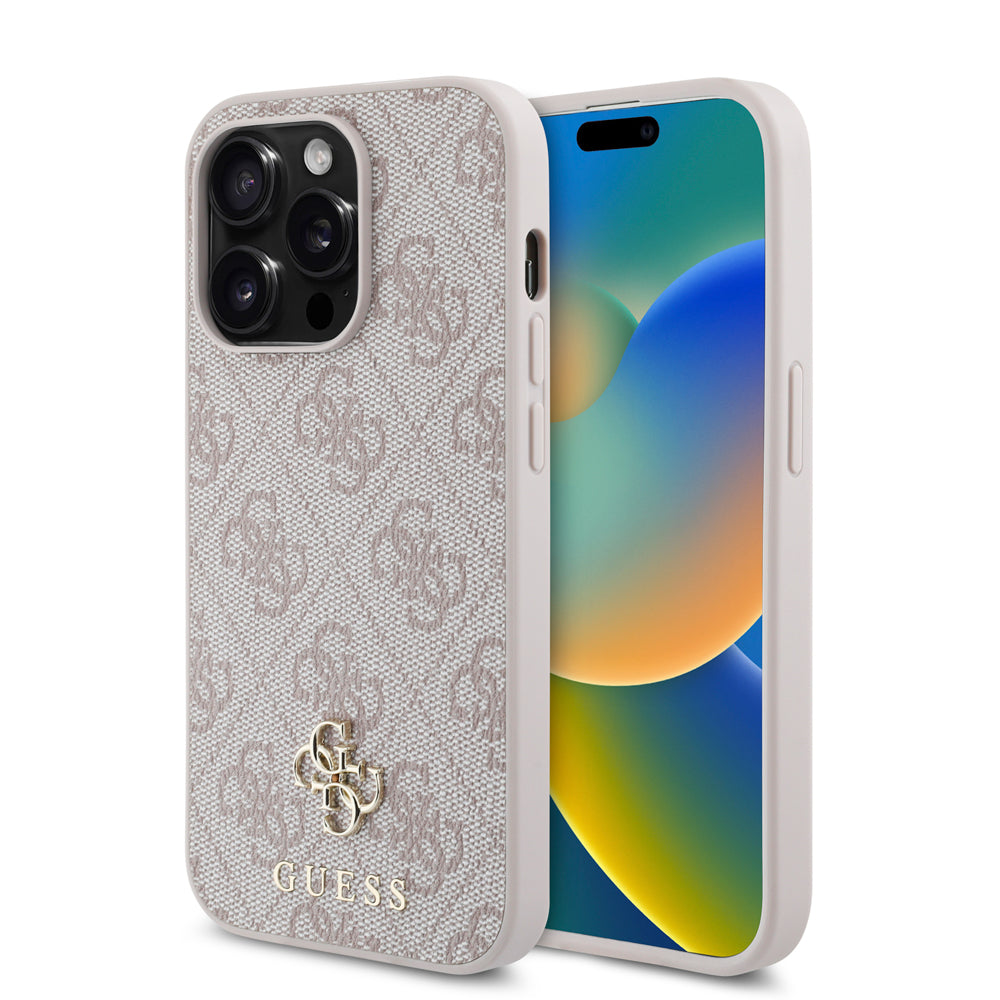 Apple iPhone 14 Pro Kılıf Guess Magsafe Uyumlu 4G Classic Logolu Kapak Pembe