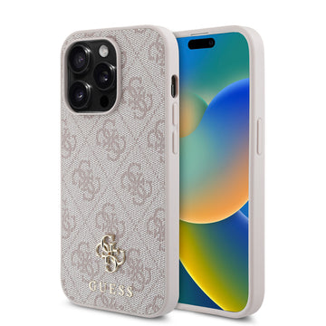 Apple iPhone 14 Pro Kılıf Guess Magsafe Uyumlu 4G Classic Logolu Kapak Pembe