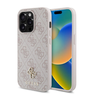 Apple iPhone 15 Pro Max Kılıf Guess Magsafe Uyumlu 4G Classic Logolu Kapak Pembe