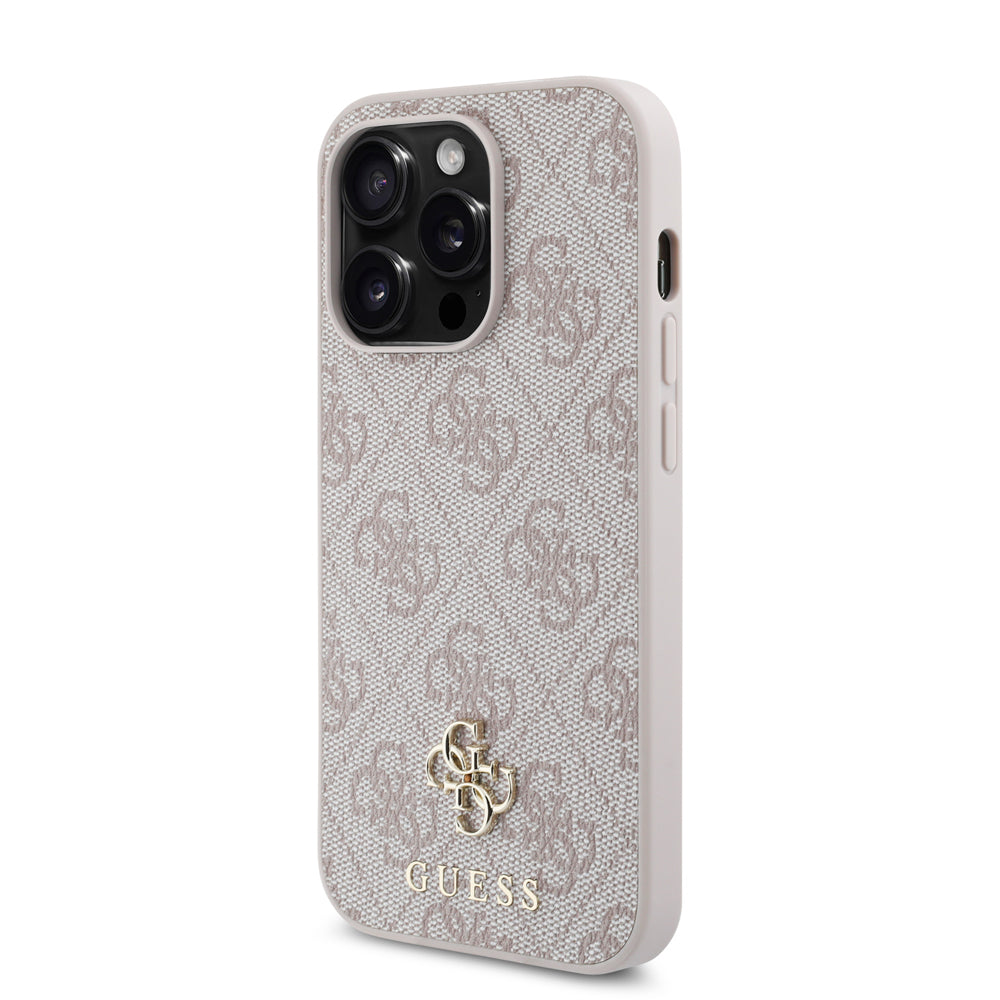Apple iPhone 14 Pro Kılıf Guess Magsafe Uyumlu 4G Classic Logolu Kapak Pembe