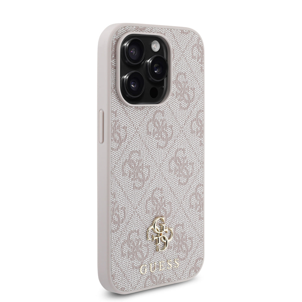 Apple iPhone 14 Pro Kılıf Guess Magsafe Uyumlu 4G Classic Logolu Kapak Pembe