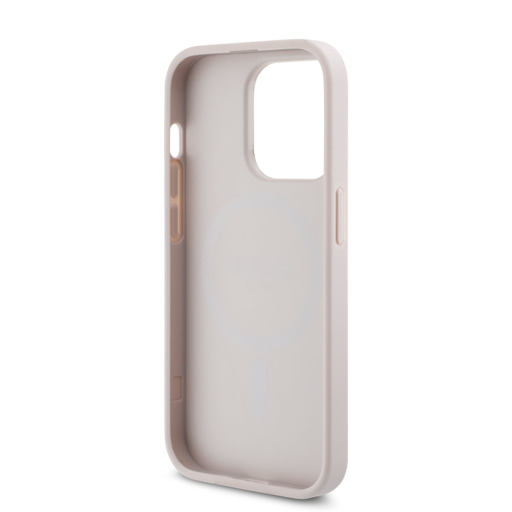 Apple iPhone 14 Pro Kılıf Guess Magsafe Uyumlu 4G Classic Logolu Kapak Pembe