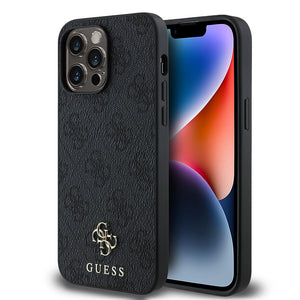 Apple iPhone 15 Pro Kılıf Guess Magsafe Uyumlu 4G Classic Logolu Kapak Siyah