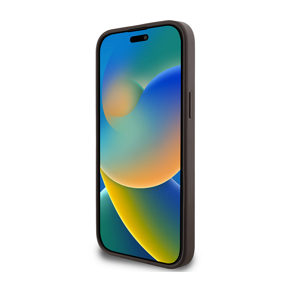 Apple iPhone 15 Pro Max Kılıf Guess Magsafe Uyumlu 4G Desen Yazı Logolu Kapak Kahverengi