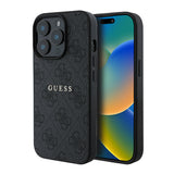 Apple iPhone 15 Pro Kılıf Guess Magsafe Uyumlu 4G Desen Yazı Logolu Kapak Siyah