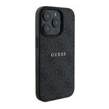 Apple iPhone 15 Pro Kılıf Guess Magsafe Uyumlu 4G Desen Yazı Logolu Kapak Siyah