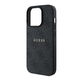 Apple iPhone 15 Pro Kılıf Guess Magsafe Uyumlu 4G Desen Yazı Logolu Kapak Siyah