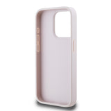 Apple iPhone 15 Pro Kılıf Guess PU Deri 4G Metal Logolu Desenli Kapak Pembe