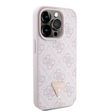 Apple iPhone 15 Pro Kılıf Guess PU Deri Askılı Strass Crossbody Kapak Pembe