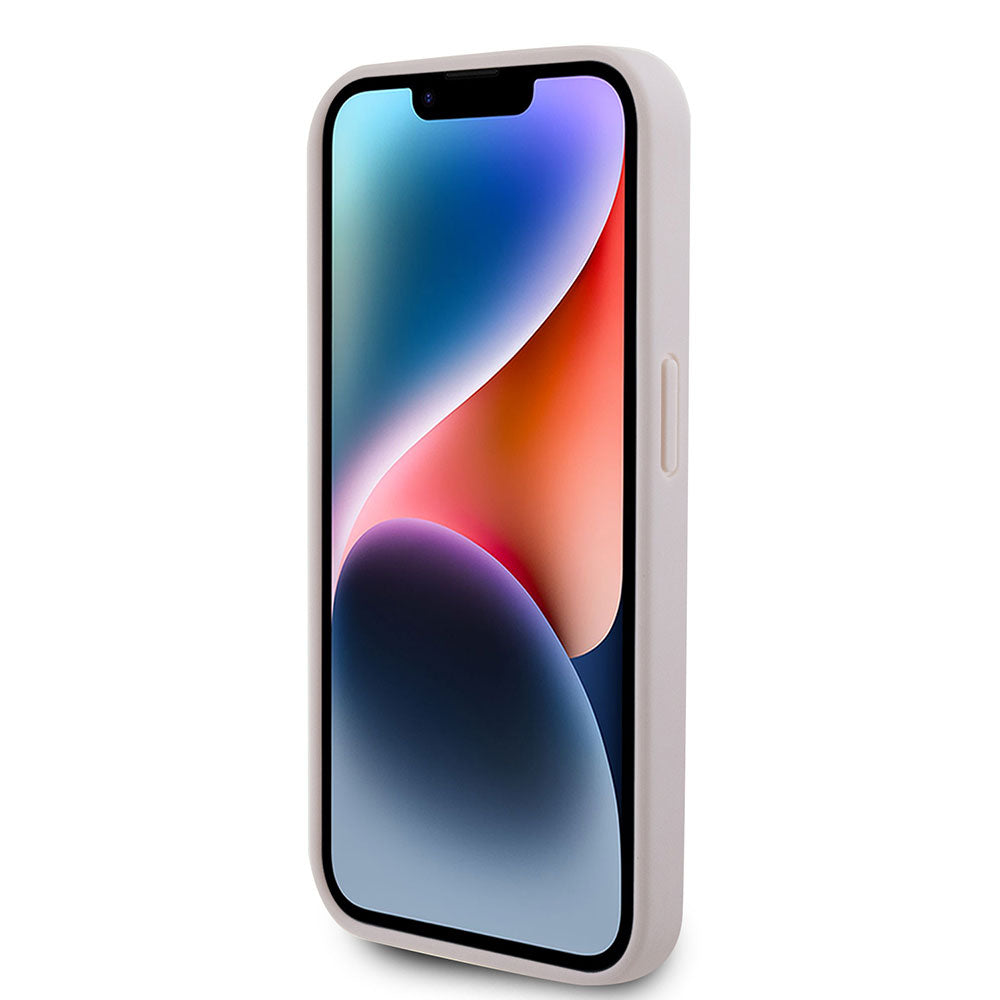 Apple iPhone 15 Pro Max Kılıf Guess PU Deri Askılı Strass Crossbody Kapak Pembe