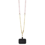 Apple iPhone 15 Pro Kılıf Guess PU Deri Askılı Strass Crossbody Kapak Pembe