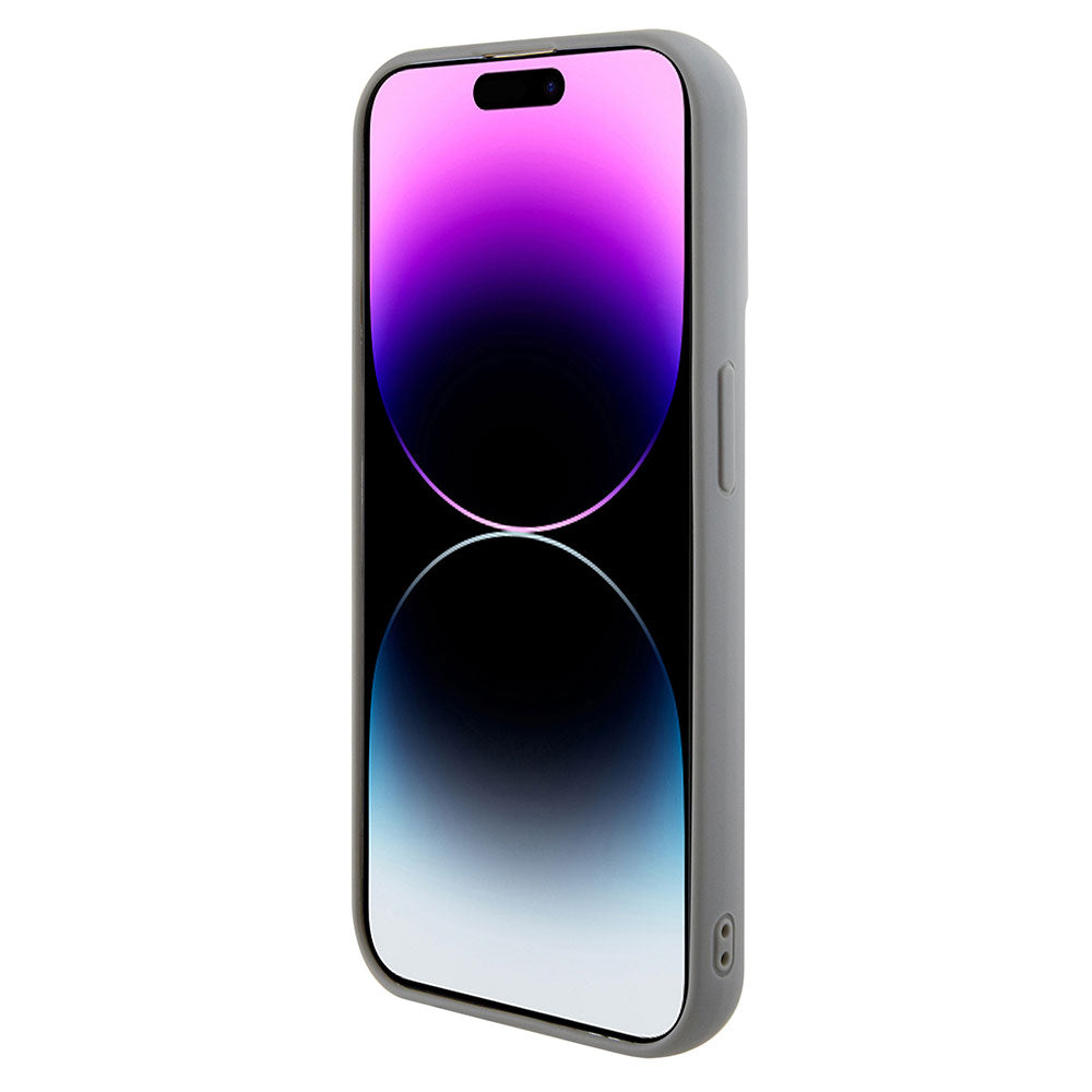 Apple iPhone 15 Pro Max Kılıf Guess Pullu Metal Yazı Logolu Sequin Script Kapak Gümüş