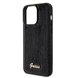 Apple iPhone 15 Pro Max Kılıf Guess Pullu Metal Yazı Logolu Sequin Script Kapak Siyah