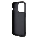 Apple iPhone 15 Pro Kılıf Guess Taşlı Disco Script Metal Logolu Kapak Siyah