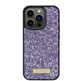 Apple iPhone 15 Pro Kılıf Guess Taşlı Metal Logolu Kapak Mor