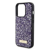 Apple iPhone 15 Pro Kılıf Guess Taşlı Metal Logolu Kapak Mor