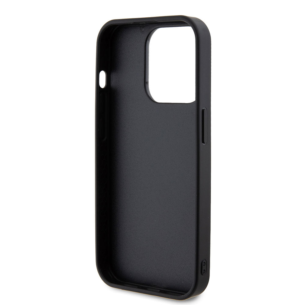 Apple iPhone 15 Pro Kılıf Guess Taşlı Metal Logolu Kapak Mor