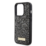 Apple iPhone 15 Pro Kılıf Guess Taşlı Metal Logolu Kapak Siyah