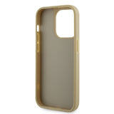 Apple iPhone 15 Pro Kılıf Guess Taşlı Üçgen Logolu Kapak Gold