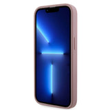 Apple iPhone 15 Pro Max Kılıf Guess Taşlı Üçgen Logolu Kapak Pembe