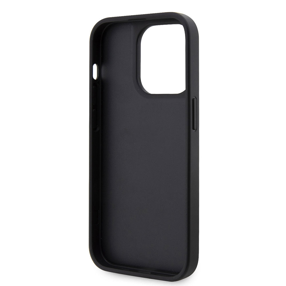 Apple iPhone 15 Pro Max Kılıf Guess Taşlı Üçgen Logolu Kapak Siyah