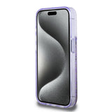 Apple iPhone 15 Pro Kılıf Guess Transparan Sıvılı ve Simli Çizgili Kapak Mor