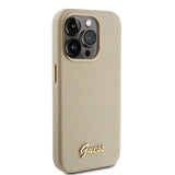 Apple iPhone 15 Pro Kılıf Guess Yazı Logolu Glitter Glossy Script Kapak Gold