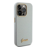 Apple iPhone 15 Pro Kılıf Guess Yazı Logolu Glitter Glossy Script Kapak Gri