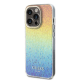Apple iPhone 15 Pro Kılıf Guess Yazı Logolu Mirror Disco Kapak Colorful
