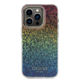 Apple iPhone 15 Pro Kılıf Guess Yazı Logolu Mirror Disco Kapak Colorful