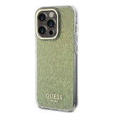 Apple iPhone 15 Pro Kılıf Guess Yazı Logolu Mirror Disco Kapak Gold