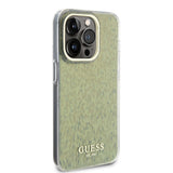 Apple iPhone 15 Pro Kılıf Guess Yazı Logolu Mirror Disco Kapak Gold