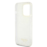 Apple iPhone 15 Pro Kılıf Guess Yazı Logolu Mirror Disco Kapak Gold