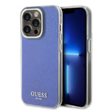 Apple iPhone 15 Pro Max Kılıf Guess Yazı Logolu Mirror Disco Kapak Mor