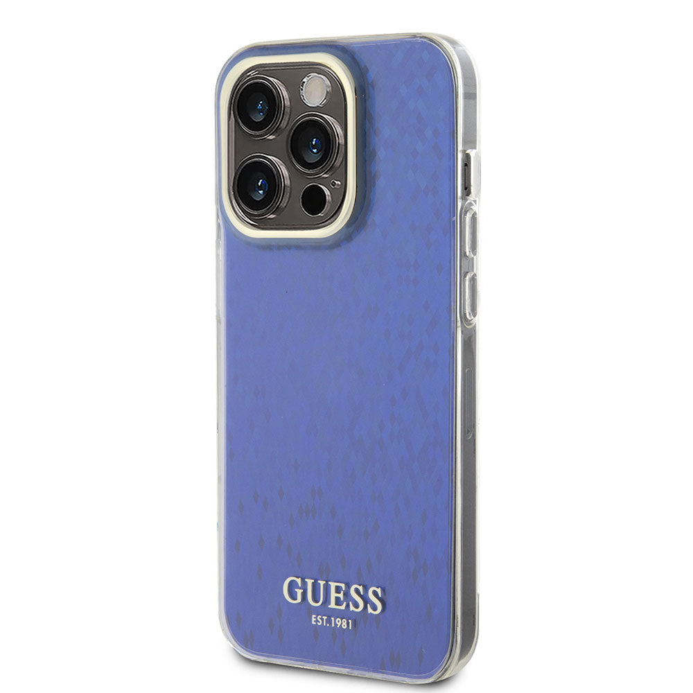 Apple iPhone 15 Pro Kılıf Guess Yazı Logolu Mirror Disco Kapak Mor
